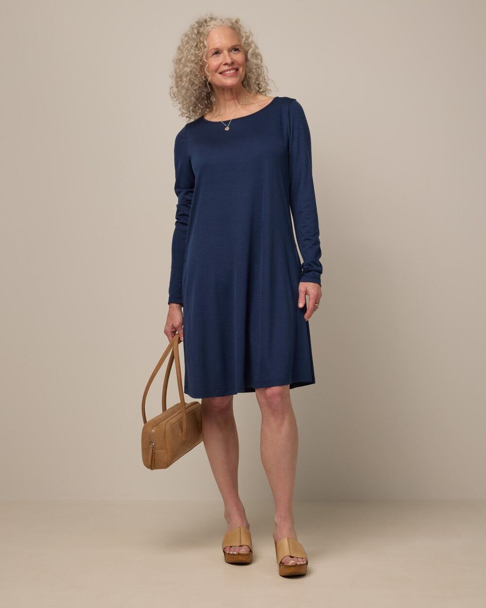 Wool& Rowena Merino Wool Marine Blue Swing Dress size 1X